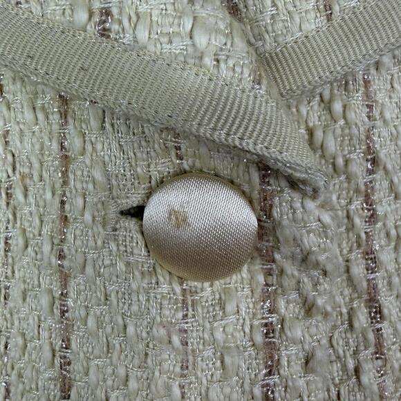 Mac & Jac Y2K Yellow Tweed Button-Up Cotton Blend Cropped Jacket Women's Size 10 - Picture 12 of 12